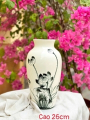 LỌ HOA TRẮNG HỌA TIẾT VẼ TAY
