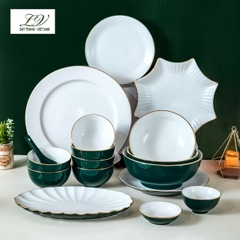 SÉT BÁT ĐĨA XANH LỤC BẢO