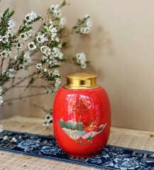 BÌNH ĐỰNG TRÀ IN VÀNG KIM CAO CẤP