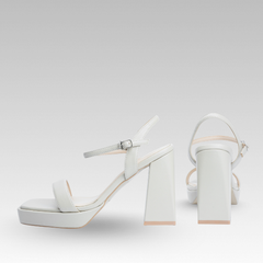 Sandal cao gót đế trụ bản to màu kem – Thanh lịch & thời thượng – Think Le-V