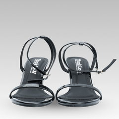 Giày sandal cao gót quai mảnh đen  – Gót nhọn ánh kim sang chảnh – Think Le-V