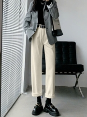 Quần jeans nữ ống rộng lưng cao mùa thu đông, thiết kế ống đứng ôm, tôn dáng, phong cách thời trang QJ077250