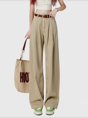 Quần jeans ống rộng cạp cao dành cho nữ mùa xuân thu mới, thiết kế xếp ly Quảng Châu QJ081250