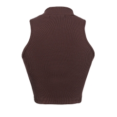 Sisters Áo croptop cổ lọ thun gân co giãn Mico