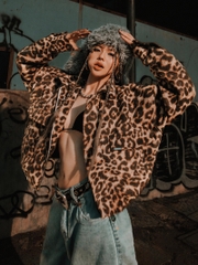 DSW Crop Bomber Jacket Classy - Leopard