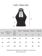 SISTERS Áo croptop phối đinh tán Cherish - Đen