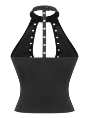 SISTERS Áo croptop phối đinh tán Cherish - Đen