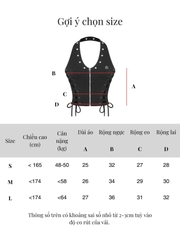 SISTERS Áo croptop cổ yếm đan dây Riveria - Đen