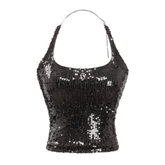 SISTERS Áo croptop cổ yếm kim sa Lalisa