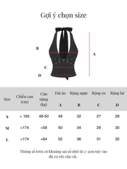 SISTERS Áo croptop cổ yếm phối khoen bạc Muse - Đen