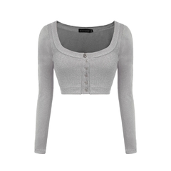 SISTERS Áo croptop dài tay cài nút Chantel