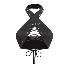 SISTERS Áo mini top vạt chéo Border