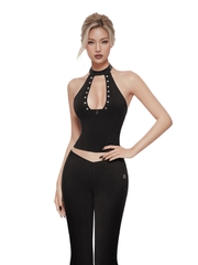 SISTERS Áo croptop phối đinh tán Cherish - Trắng