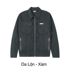 Áo da lộn nam hàng hiệu túi hộp Hiddle H13-AK1