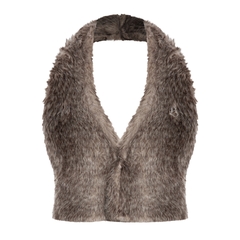 SISTERS Áo gile lông hở lưng Lucienne