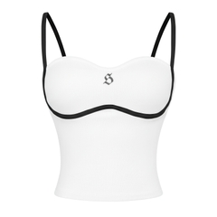 SISTERS Áo hai dây phối viền trắng Majori