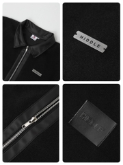 H11-AK8 Áo khoác dạ nam phối da cao cấp Hiddle