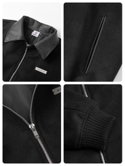 H11-AK3 Áo khoác nỉ dạ nam phối cổ da Hiddle