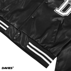 DSS Cropped Leather Varsity Jacket