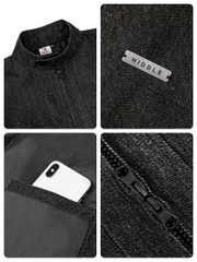 Áo khoác jean nam cổ trụ hai lớp Hiddle H-AK2