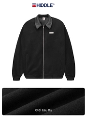 H11-AK3 Áo khoác nỉ dạ nam phối cổ da Hiddle