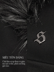 SISTERS Áo khoác croptop nỉ mũ lông Vesper - Trắng