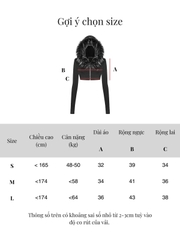 SISTERS Áo khoác croptop nỉ mũ lông Vesper - Trắng