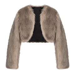 SISTERS Áo khoác lông dài tay Peggy - Nâu