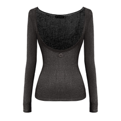 SISTERS Áo tay dài thun lưới xuyên thấu