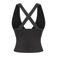 SISTERS Áo croptop đan chéo lưng Franny - Đen