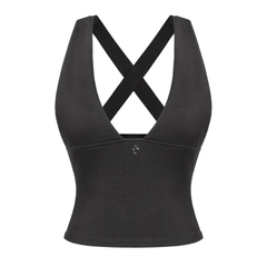 SISTERS Áo croptop đan chéo lưng Franny - Đen