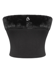 SISTERS Áo tube phối lông Moonbeam - Đen