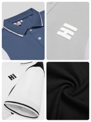 H05-T1 Áo polo tay phối màu trắng-Đen