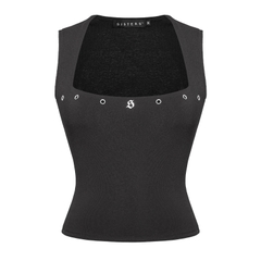 SISTERS Áo dáng dài cổ vuông Millie - Đen