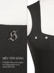 SISTERS Áo dáng dài cổ vuông Millie - Trắng