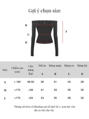 SISTERS Áo trễ vai dáng dài Gardenia - Đen