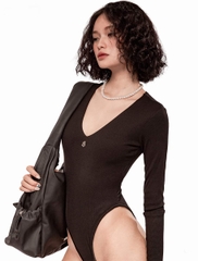 Sisters Bodysuit tay dài cổ tim Downie