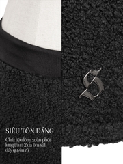 SISTERS Chân váy phối lông cừu Sugarplum - Đen