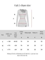 SISTERS Váy đầm body len lông thỏ cổ lệch Charlotte - Xám nhạt