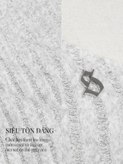 SISTERS Váy đầm body len lông thỏ cổ lệch Charlotte - Xám nhạt