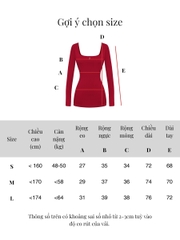 SISTERS Đầm body tay dài cổ vuông Giada