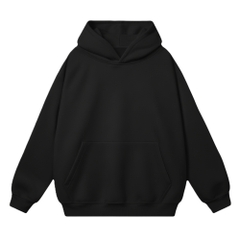 Áo Hoodie HAMCHOI form rộng unisex nỉ  bông dày dặn giữ ấm, basic, túi kangaroo lớn màu Đen