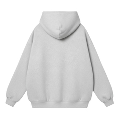 Áo Hoodie HAMCHOI form rộng unisex nỉ  bông dày dặn giữ ấm, basic, túi kangaroo lớn màu Xám Trắng