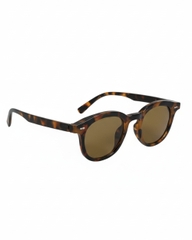 Kính Mát Thời Trang CONLEY Chống Chói UV400 Gọng Tròn Oval Acetate Nâu Da Beo Tròng Xanh| CO-0129-NX