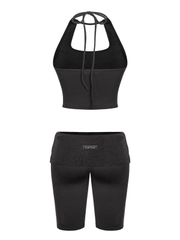 SISTERS Set áo yếm quần lửng lưng lật ánh kim Maisie