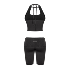 SISTERS Set áo yếm quần lửng lưng lật ánh kim Maisie