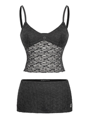 SISTERS Set áo váy hai dây phối ren Iris - Đen