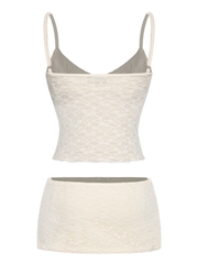 SISTERS Set áo váy hai dây phối ren Iris - Kem