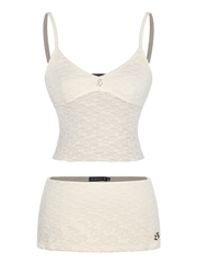 SISTERS Set áo váy hai dây phối ren Iris - Kem