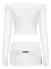 SISTERS Set áo váy phối gân len Rachel - Trắng